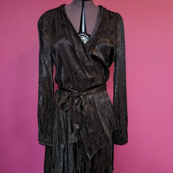 Guess Eco Doha Wrap Dress XS Jet Black - Picture 2 of 14